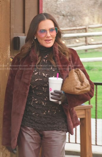 Meredith’s brown bag and sunglasses on The Real Housewives of Salt Lake City