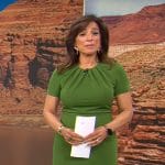 Michelle Miller’s green short sleeve sheath dress on CBS Mornings