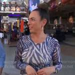 Michelle Miller’s blue zebra print dress on CBS Mornings