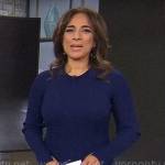 Michelle Miller’s navy midi sweater dress on CBS Mornings
