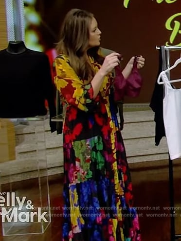 Monica Mangin’s floral print maxi dress on Live with Kelly and Mark