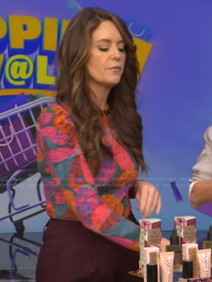 Monica Mangin’s floral print bodysuit on Live with Kelly and Mark