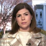 Monica Alba’s beige plaid wrap coat on NBC News Daily