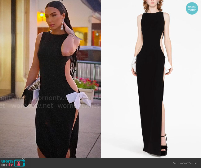 Monot Bow-detail cut-out gown worn by Bre Tiesi on Selling Sunset