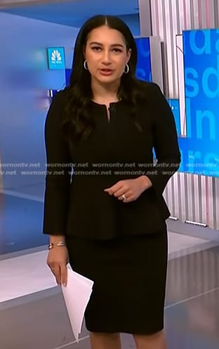 Morgan’s black peplum jacket and pencil skirt on NBC News Daily