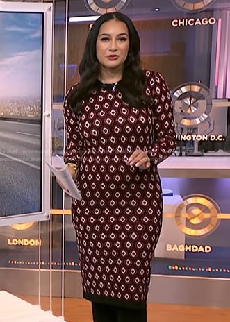 Morgan’s black printed knit dress on NBC News Daily