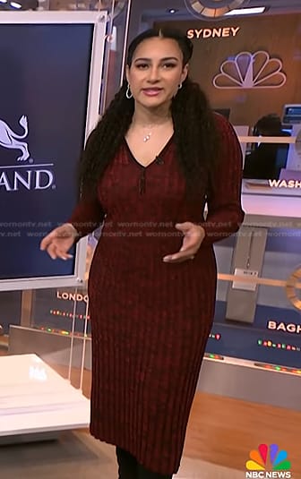 Morgan’s red ribbed space dye dress on NBC News Daily