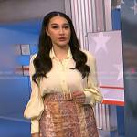 Morgan’s yellow blouse and printed skirt on NBC News Daily