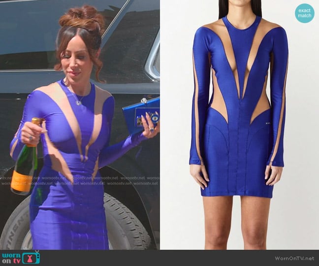 Mugler Illusion Panelled Minidress worn by Angie Katsanevas on The Real Housewives of Salt Lake City