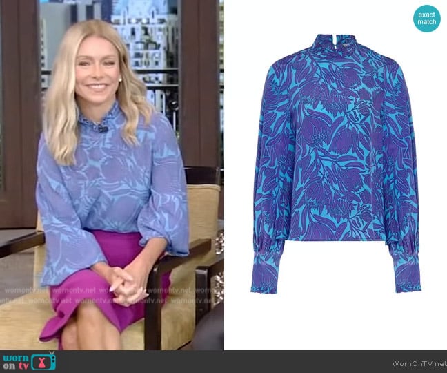 Pink House Mustique Silk Kelly Blouse worn by Kelly Ripa on Live with Kelly and Mark