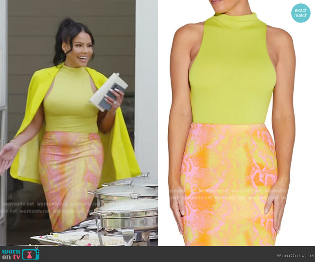 Naked Wardrobe Sleeveless Mock Neck Bodysuit worn by Mia Thornton on The Real Housewives of Potomac