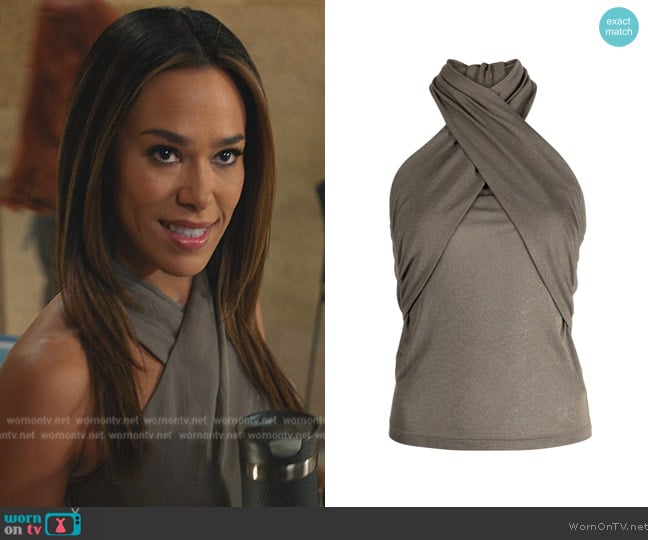 Nanushka Nurcan halterneck top worn by Emily Lopez (Jessica Camacho) on All Rise