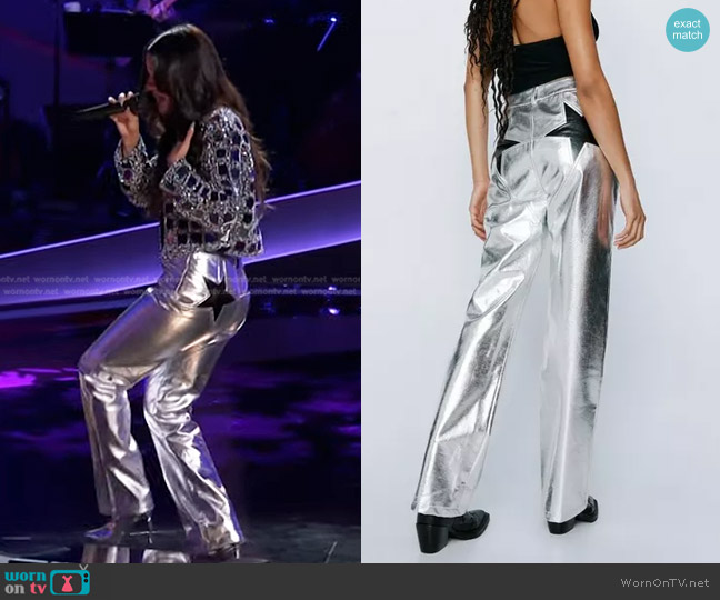 Nasty Gal Metallic Star Bum Faux Leather Pants