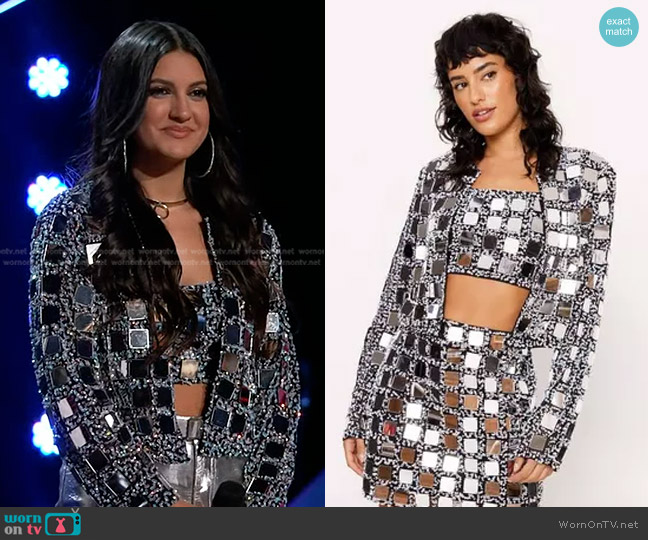 Nasty Gal Mirror Sequin Embellished Crop Top