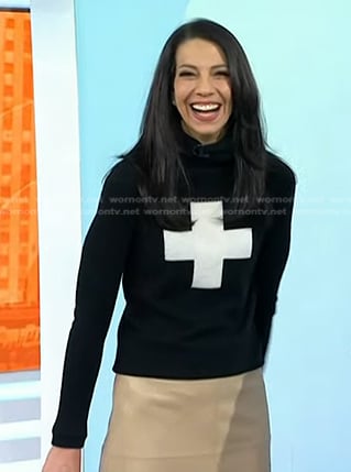 Natalie’s black cross turtleneck sweater on Today