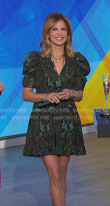 Natalie’s metallic green dress on The Talk