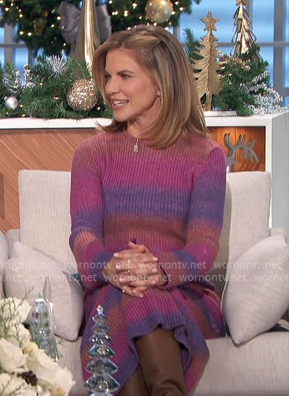 Natalie’s ombre stripe sweater dress on The Talk