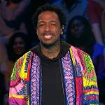 Nick Cannon’s multicolored print quilted jacket on Beat Shazam Nick Cannon’s multicolored print quilted jacket on Beat Shazam