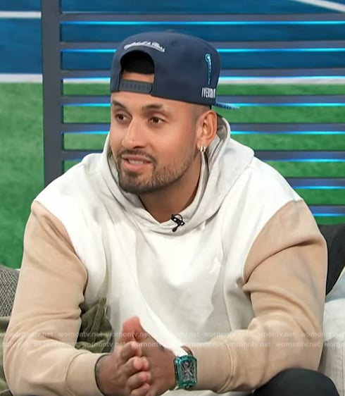Nick Kyrgios’s fleece sweatshirt on Access Hollywood