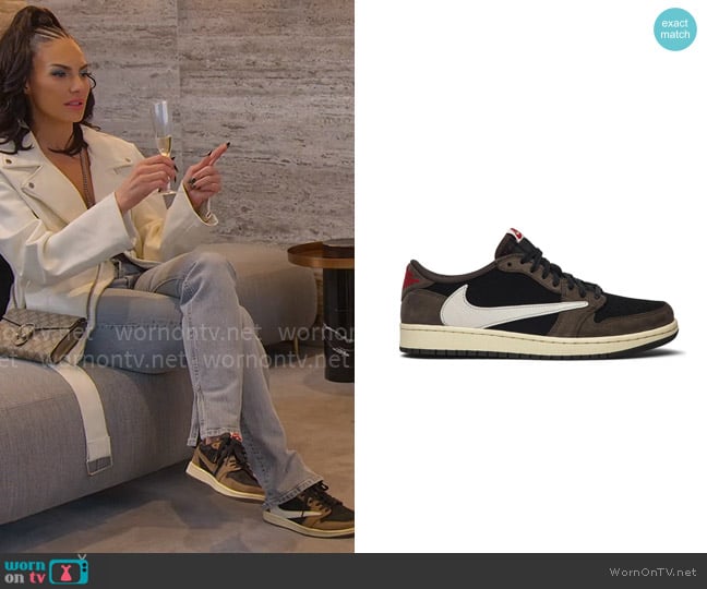Nike x Travis Scott Air Jordan 1 Low in Mocha worn by Amanza Smith on Selling Sunset