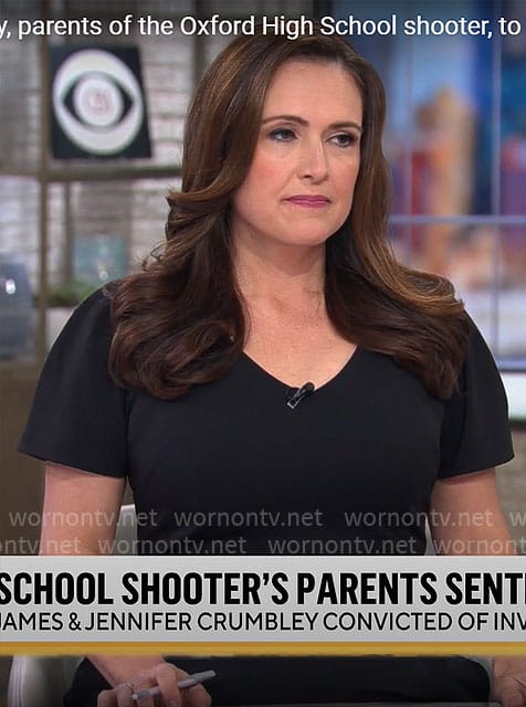 Nikki Battiste’s black v-neck jumpsuit on CBS Mornings