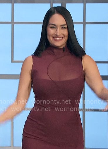Nikki Garcia’s burgundy mesh dress on The Talk