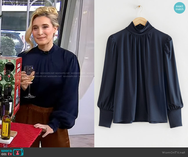 & Other Stories Draped Mock Neck Top worn by Brittney Levine on Today