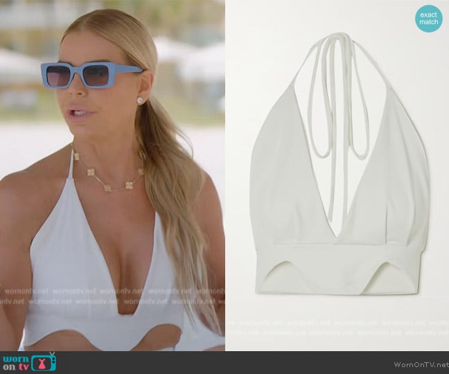 Port de Bras Avila cropped scalloped stretch top worn by Alexia Echevarria (Alexia Echevarria) on The Real Housewives of Miami