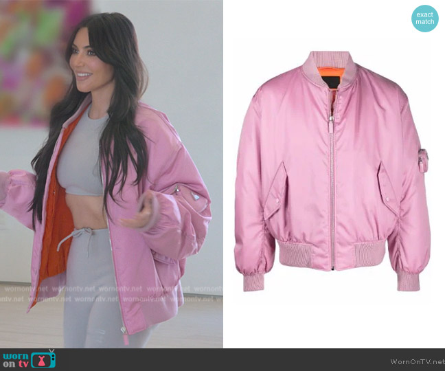 Prada Re-Nylon bomber jacket worn by Kim Kardashian (Kim Kardashian) on The Kardashians