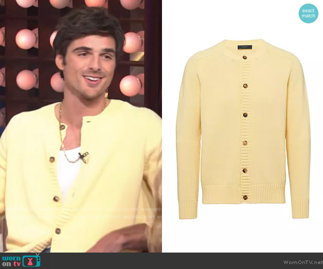 Prada Wool And Cashmere Cardigan worn by Jacob Elordi on The Kelly Clarkson Show
