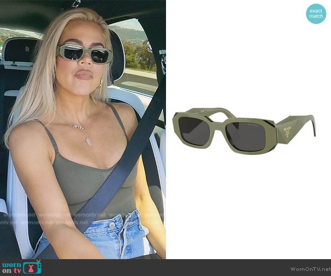 Prada Rectangle-frame sunglasses worn by Khloe Kardashian (Khloe Kardashian) on The Kardashians