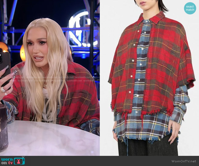 R13 Plaid-Check Layered Shirt worn by Gwen Stefani on The Voice