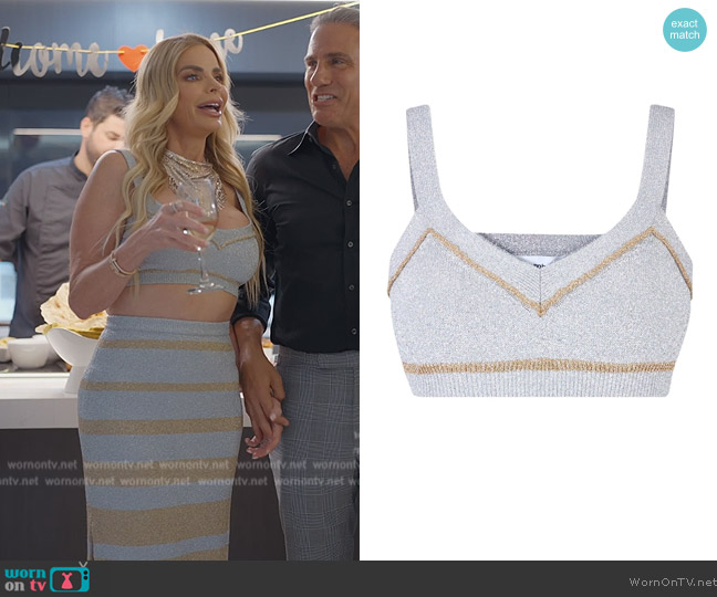 Rabanne Lurex bandeau cropped top worn by Alexia Echevarria (Alexia Echevarria) on The Real Housewives of Miami