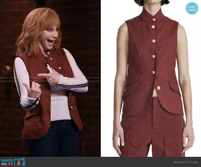 Rag & Bone Slade Vest in Mahogany worn by Reba McEntire on The Voice