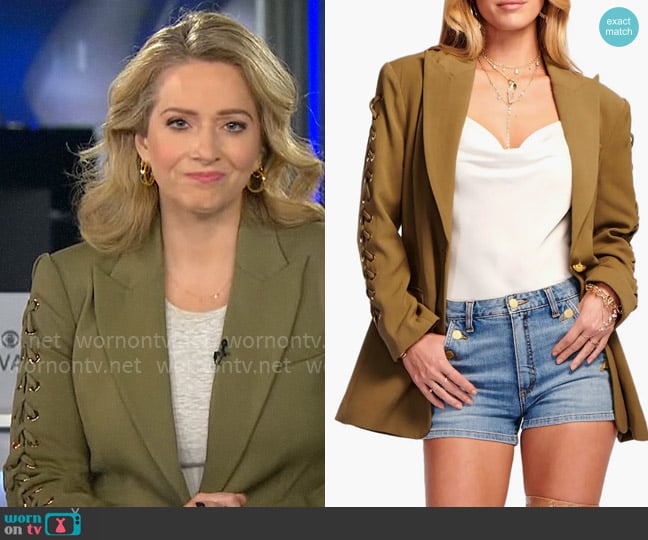 Ramy Brook Mave Lace-Up Sleeve Blazer worn by Christina Ruffini on CBS Mornings