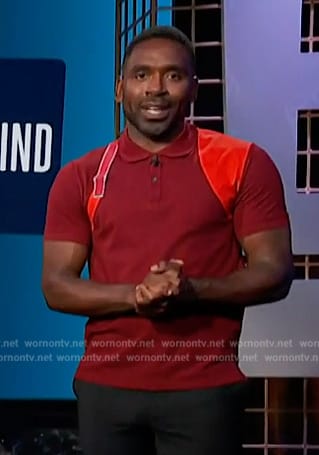 Justin’s red strap detail polo on E! News