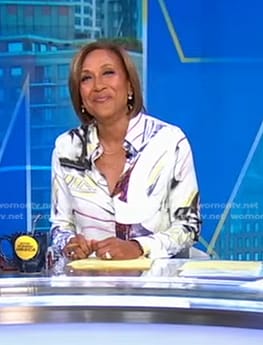 Robin’s abstract print blouse on Good Morning America