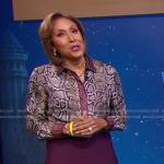 Robin’s Snake print blouse and burgundy bandage skirt on Good Morning America