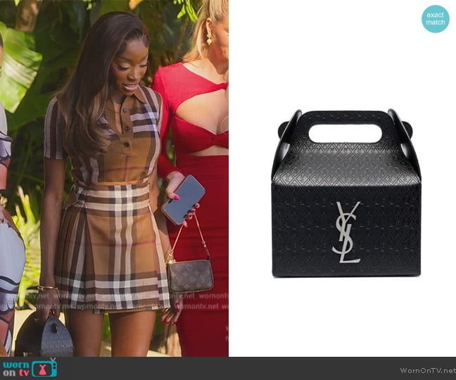 Saint Laurent Take-Away leather tote bag worn by Chelsea Lazkani on Selling Sunset