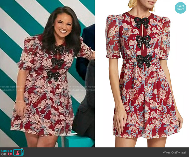 Saloni Jamie Floral Bow Minidress worn by Laura Jarrett on Today