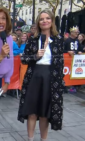 Savannah’s black embellished coat on Today