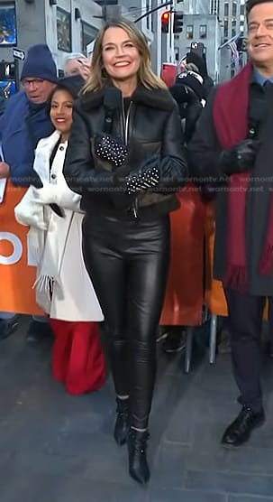 Savannah’s black and green quilted leather jacket on Today
