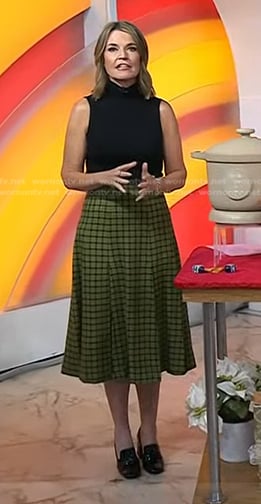 Savannah’s green plaid midi skirt on Today