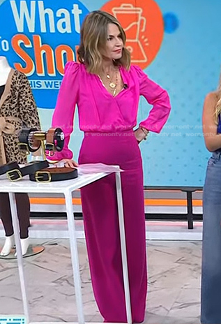 Savannah’s pink wrap blouse and pants on Today