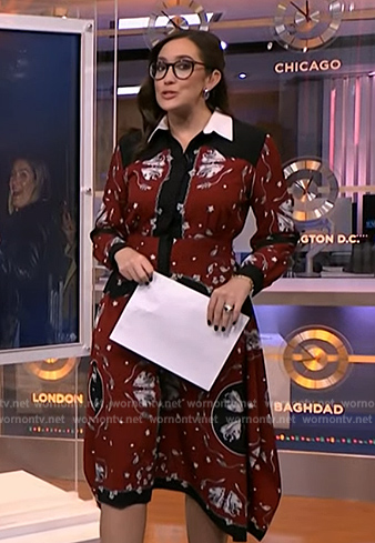 Savannah’s red contrast print dress on NBC News Daily