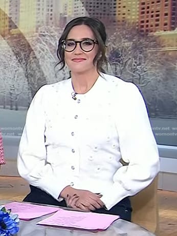 Savannah’s white floral embroidered cardigan on Today