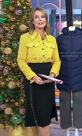 Savannah’s yellow shirt and black studded skirt on Today