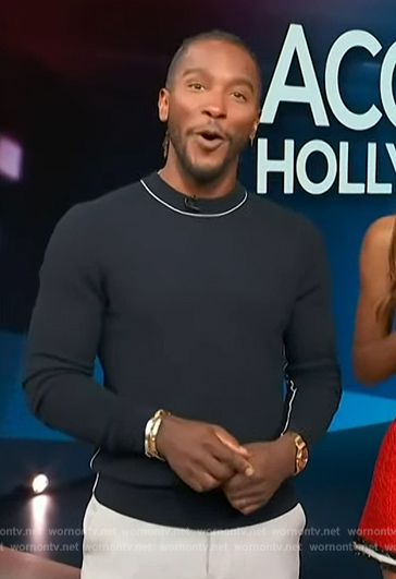 Scott’s piping trim sweater on Access Hollywood