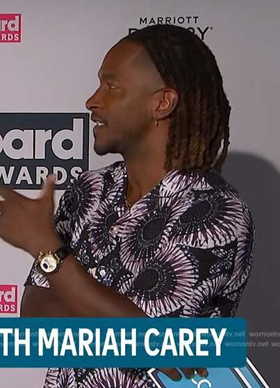 Scott’s purple printed shirt on Access Hollywood