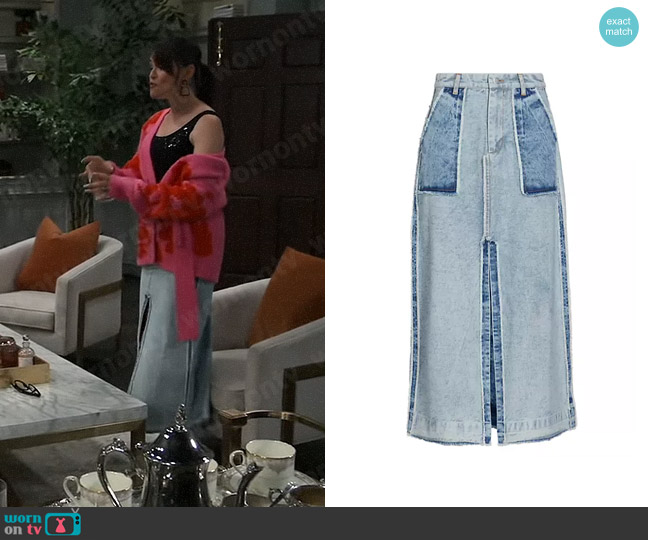 Sea Oona Frayed Denim Skirt worn by Lois Cerullo (Rena Sofer) on General Hospital